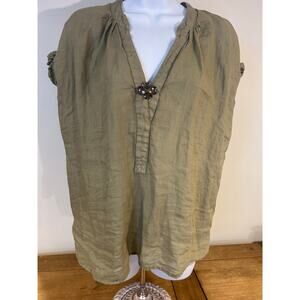Pilcro Sz L Olive Green Anthropologie Pilcro Linen Blend Tunic Shirt Modest